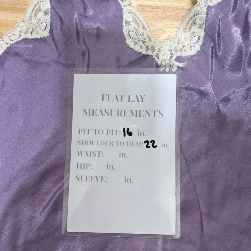 Inner Self Satin‎ Lace Slip Top Purple Satin Women’s S Vintage 90s